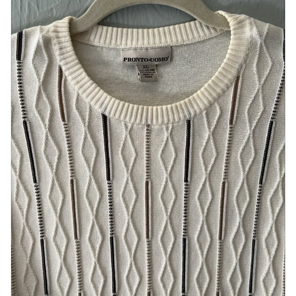 Pronto Uomo Men's Crewneck Sweater XL Cream Cable